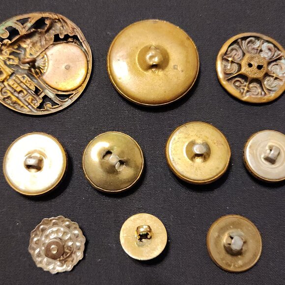 Antique/Vintage Lot of 10 Metal Buttons - Picture 2 of 8